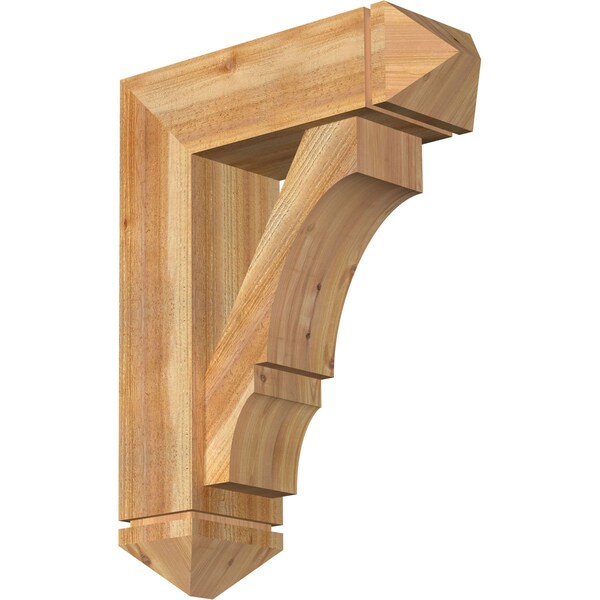 Ekena Millwork Balboa Arts and Crafts Rough Sawn Bracket w/ Offset Brace, Western Red Cedar, 8"W x 24"D x 32"H BKT0806X24X32BOA03RWR - main